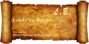 Lukács Balda névjegykártya